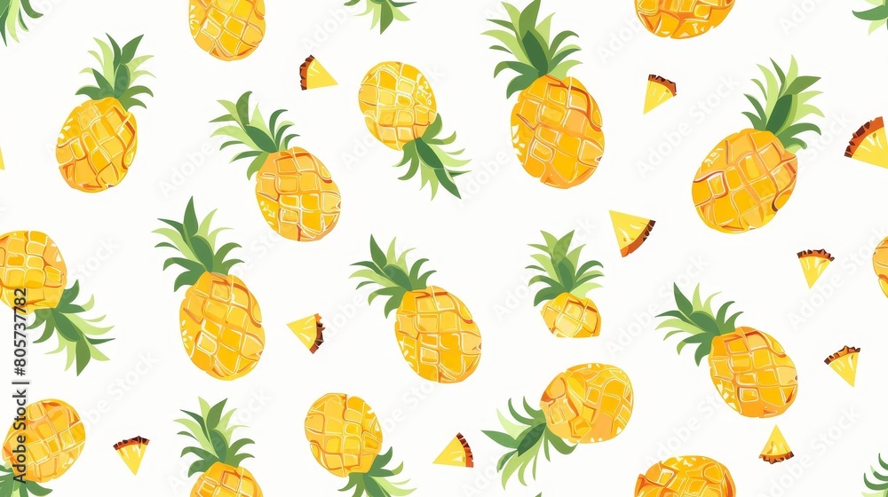 watercolor seamless pattern of pineapple. watercolor seamless pattern of pineapple.