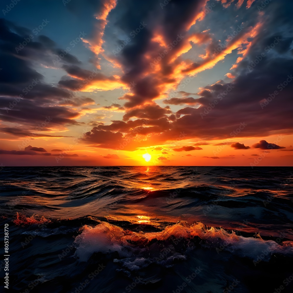 sunset in the sea 