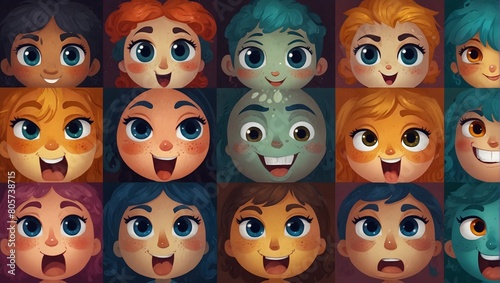 The kaleidoscope of emotions through your colorful cartoon characters ai_generated