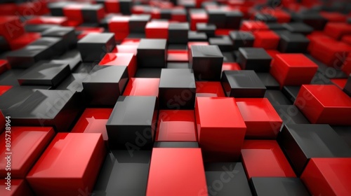 Abstract Background with black red Cubes