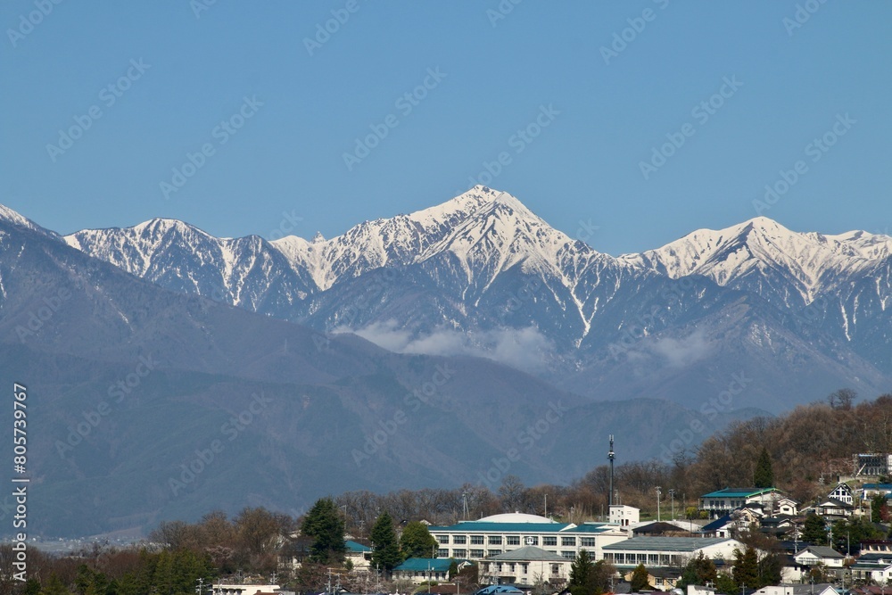 松本城・天守からの眺め・西・北アルプス（長野県・松本市）