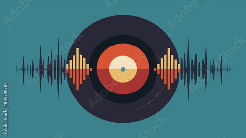 A vintageinspired piece of home decor with a vinyl record displaying the sound waves of a timeless jazz tune adding a touch of elegance and nostalgia Vector illustration photo