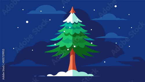 An evergreen tree retaining its vibrancy in the midst of winter personifies the Stoic principle of inner strength and resilience amid lifes storms.. Vector illustration