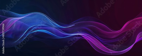 An intricate pattern of purple and blue gradient wave lines seamlessly flowing across a dark canvas, creating a dynamic and visually captivating effect