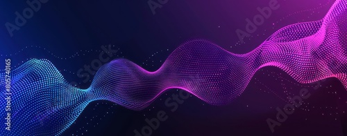 Vibrant purple and blue gradient wave lines intersecting artistically on a deep dark background, ideal for use in futuristic design projects or as a striking digital wallpaper photo
