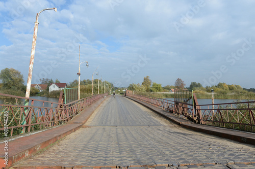 Pontoon bridge over the Nemonin River in the Kaliningrad region