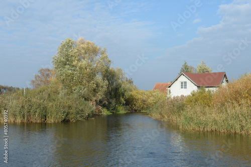 House on the banks of the Nemonin River in the Kaliningrad region