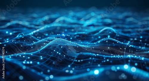 Abstract background highlighting blue glowing connections and dots set against a dark blue gradient, illustrating the seamless integration of modern technology
