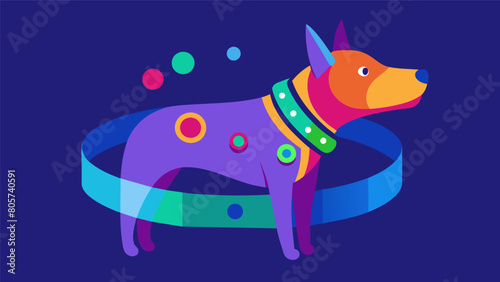 Bright and colorful this mood tracking collar uses stateoftheart technology to help you better understand your furry friends emotions.. Vector illustration