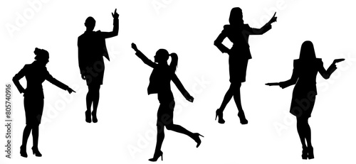 Silhouette collection of business woman in expressive pose