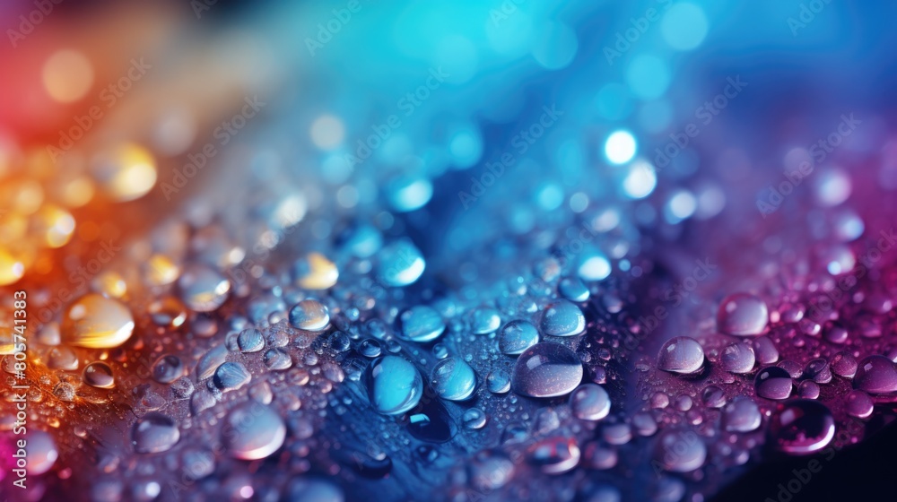 Water drop on rainbow background