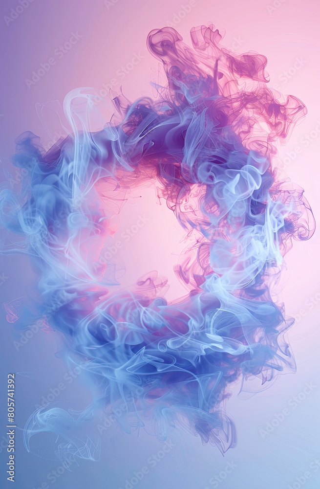 Fantasy portal effect smoke moving in a circle formation flying particles 3D render, abstract pastel tamplate