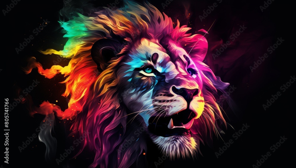 Vibrant and Mystical Lion Portrait