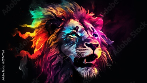 Vibrant and Mystical Lion Portrait