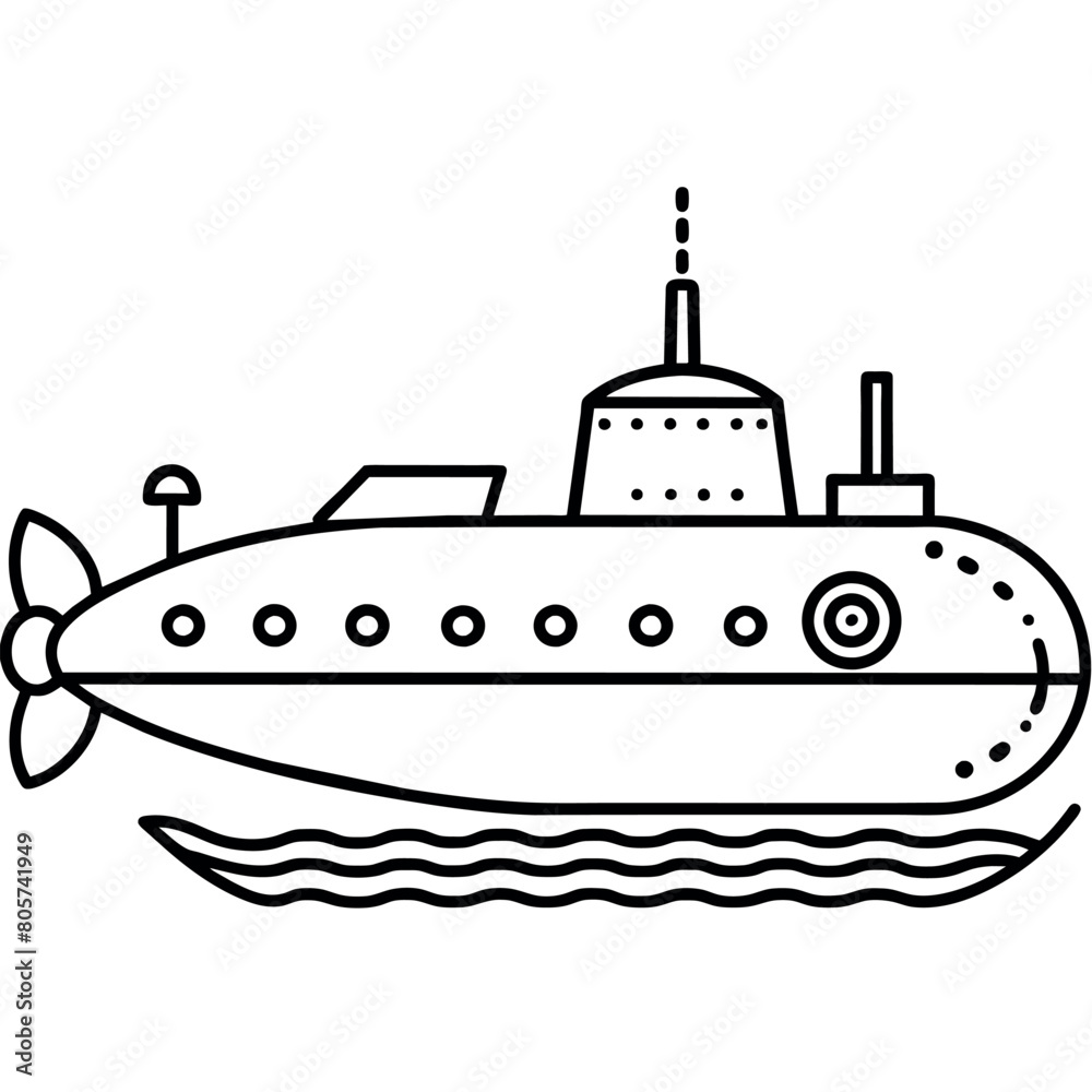 submarine outline coloring book page line art illustration digital drawing submarine outline coloring book page line art illustration digital drawing