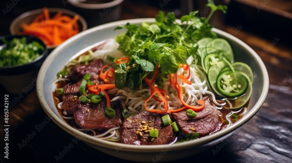 Delicious Vietnamese beef noodle soup