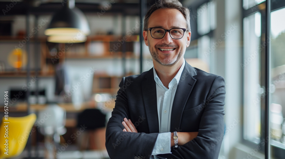 smiling businessman or CEO of a company in modern office, portrait of a smiling person in office, corporate life smiling businessman or CEO of a company in modern office, portrait of a smiling person in office, corporate life