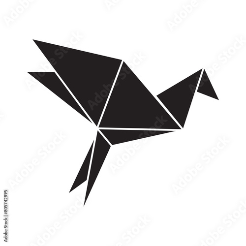 Origami bird vector icon.vector flat black trendy style illustration for web and app..eps