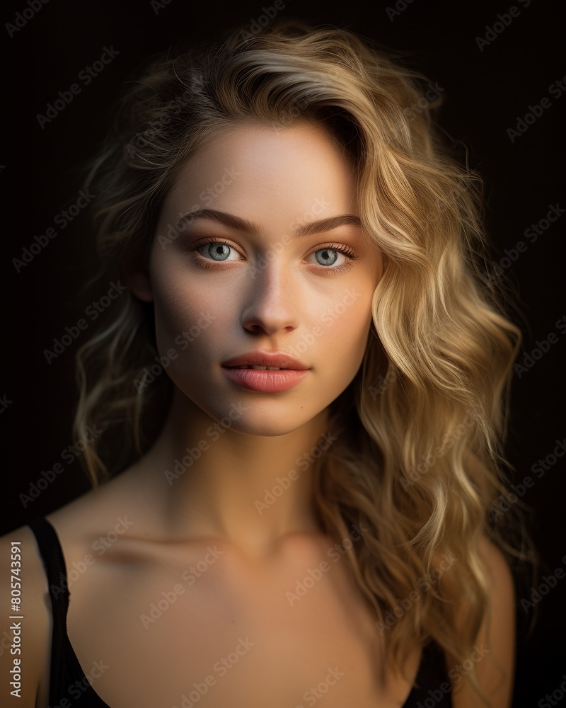 Captivating portrait of a young woman with striking features Captivating portrait of a young woman with striking features