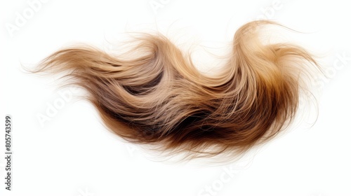 Flowing blonde hair on white background photo