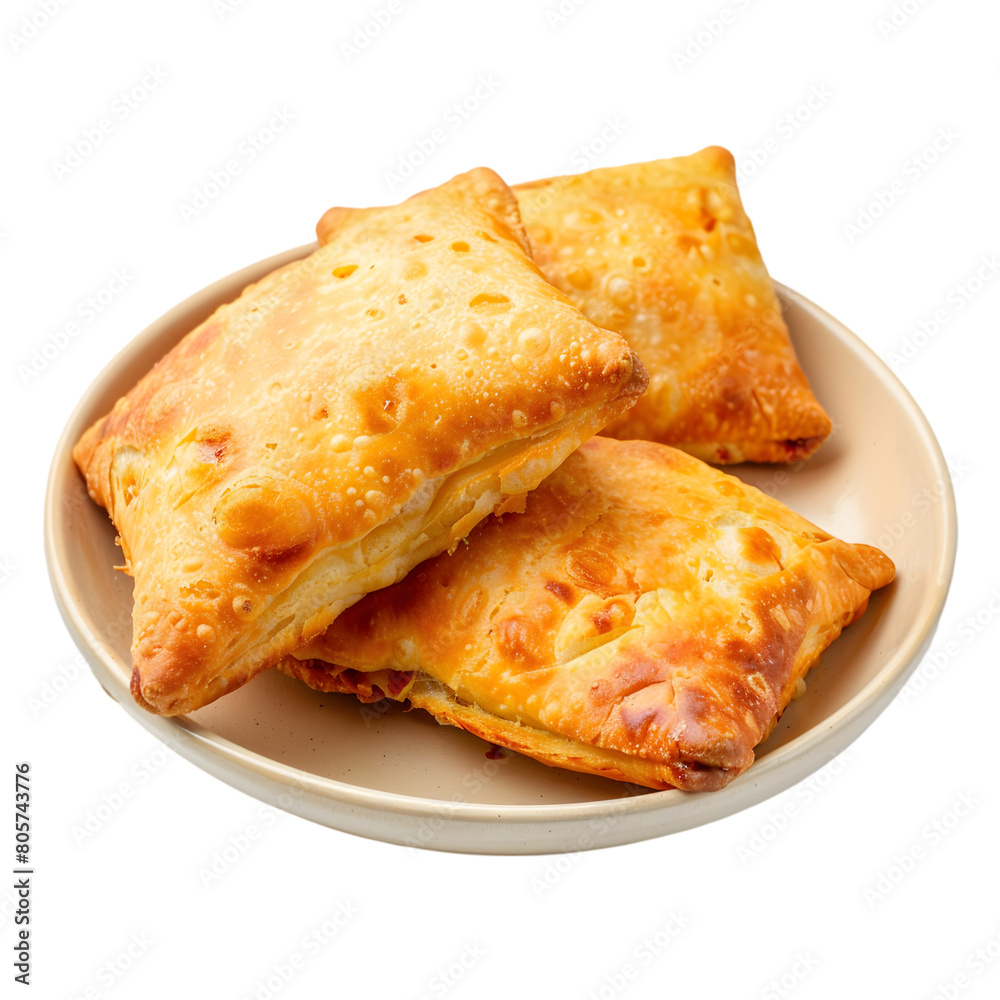 Hot pockets in plate on transparent background Hot pockets in plate on transparent background