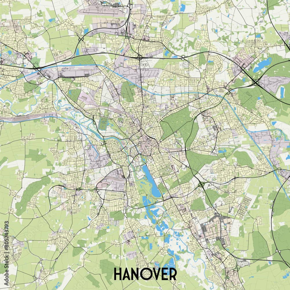 Hannover Germany map poster art