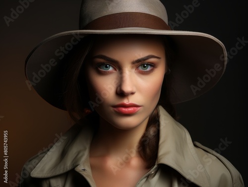 Mysterious woman in wide-brimmed hat