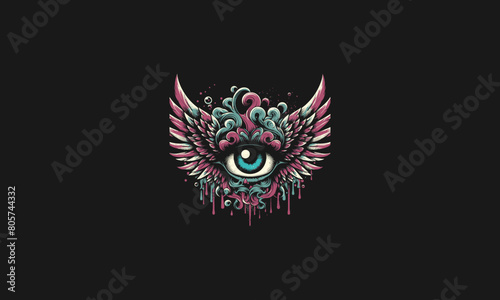 eye ball with wings vector artwork design