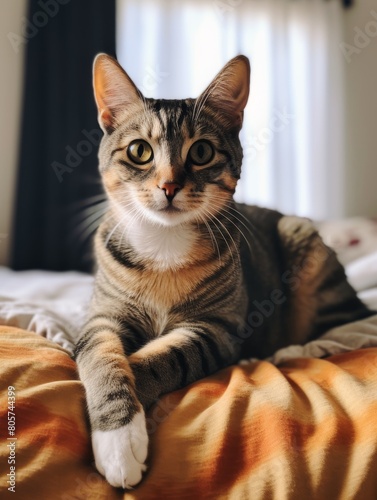 Wallpaper Mural Curious cat relaxing on cozy blanket Torontodigital.ca