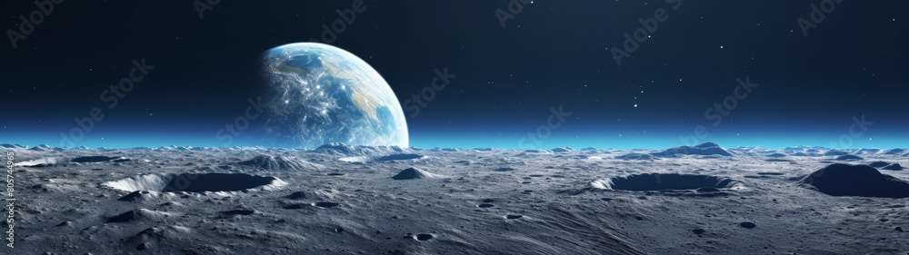 Obraz premium Breathtaking view of earth from the lunar surface