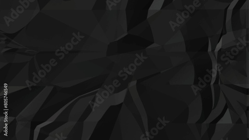 Black Crumpled paper grimy texture, Dark background .