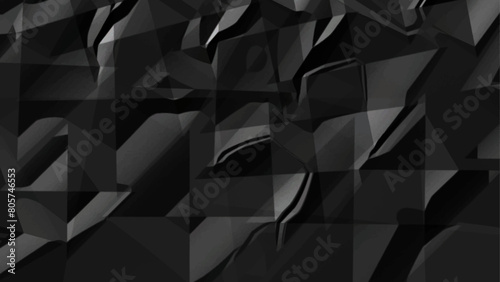 Black Crumpled paper grimy texture, Dark background,