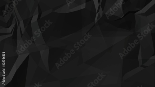 Black Crumpled paper grimy, texture, Dark background.