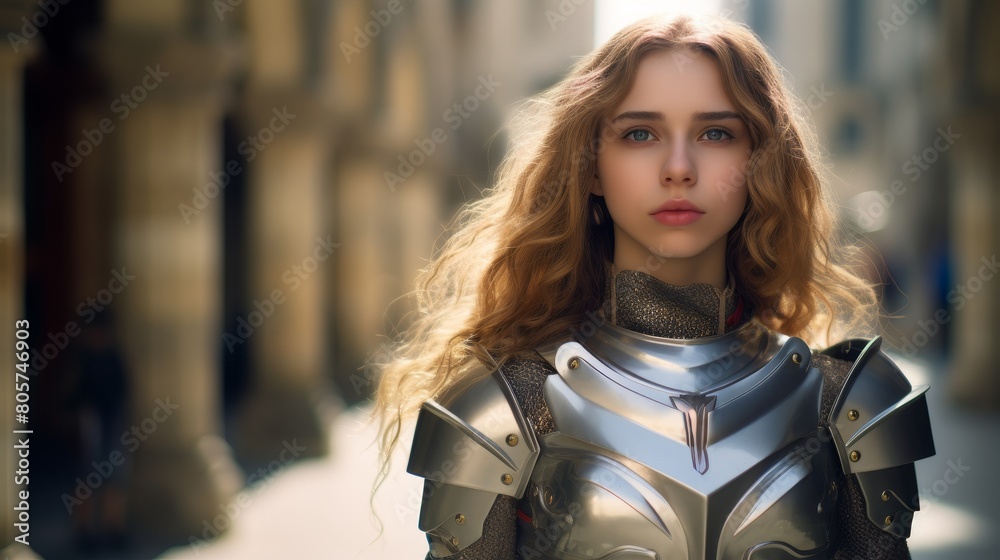 Futuristic female warrior in armor