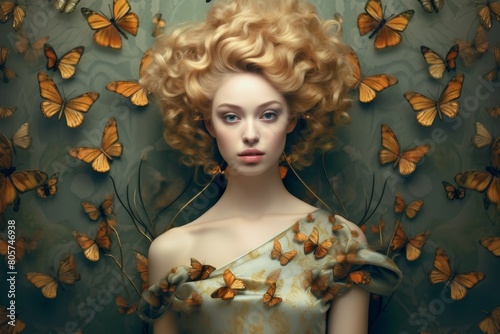 Enchanting portrait with butterflies
