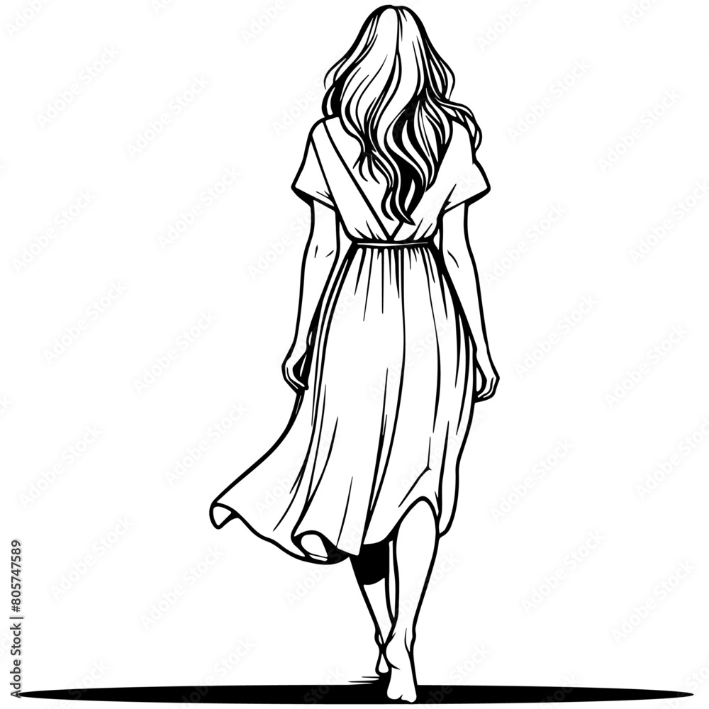 Woman Wearing Dress on Summer Vacation. Woman Wearing Dress on Summer Vacation.