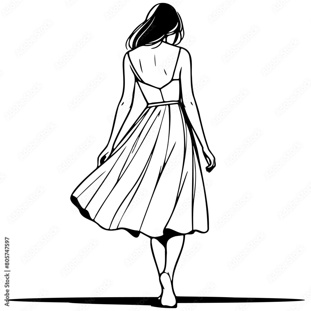 Woman Wearing Dress on Summer Vacation. Woman Wearing Dress on Summer Vacation.
