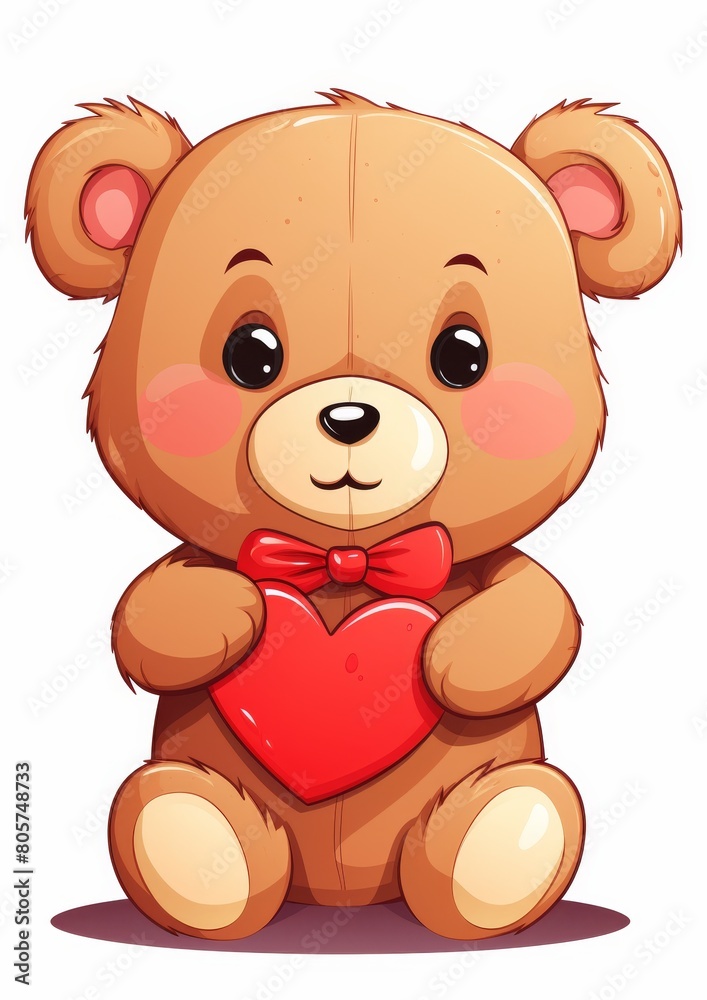 Naklejka premium cute teddy bear holding heart