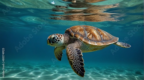 Hawaiian Green Sea Turtle (Eretmochelys imbricata) in the Pacific Ocean