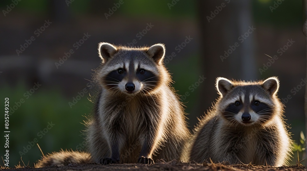 Obraz premium raccoon on a tree