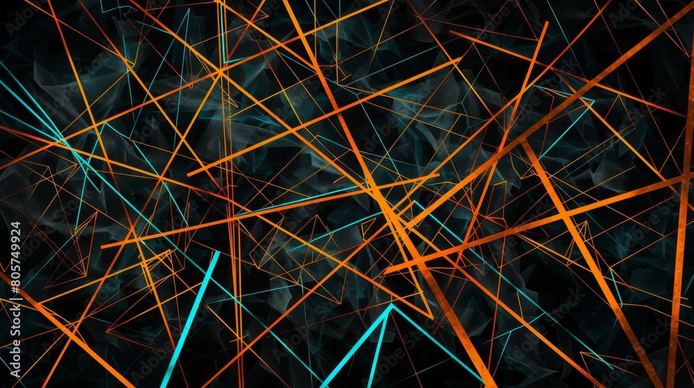 Abstract image of colorful lines forming a grid pattern on a black background.