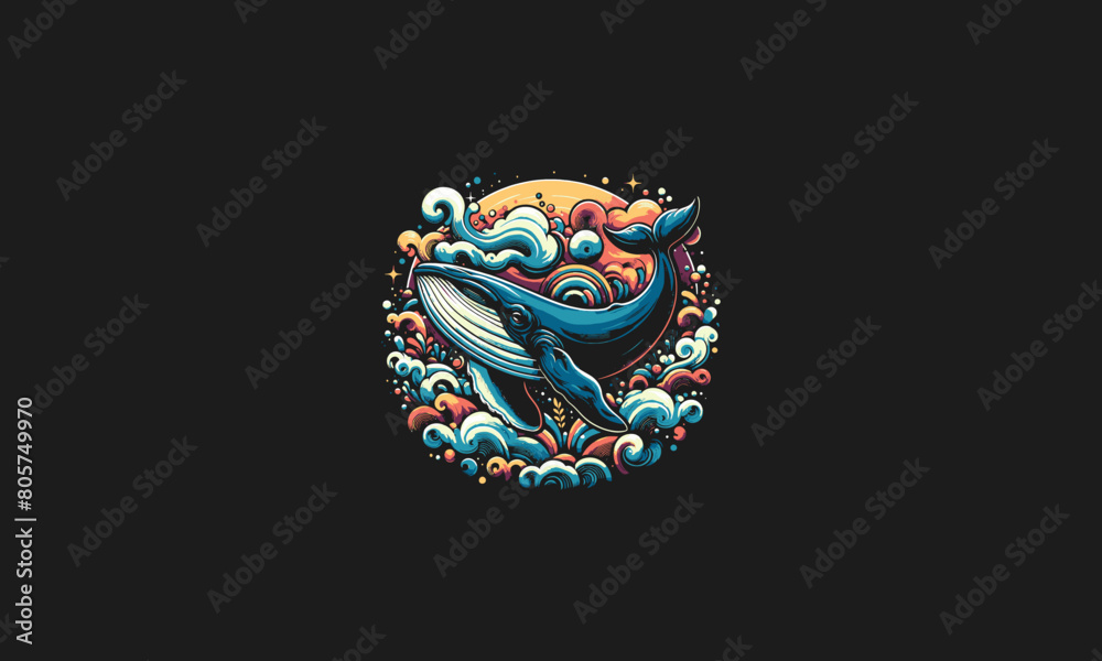 Fototapeta premium whale with background smoke vector artwork design
