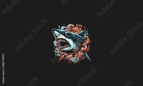 head shark angry vector illustration artwork design