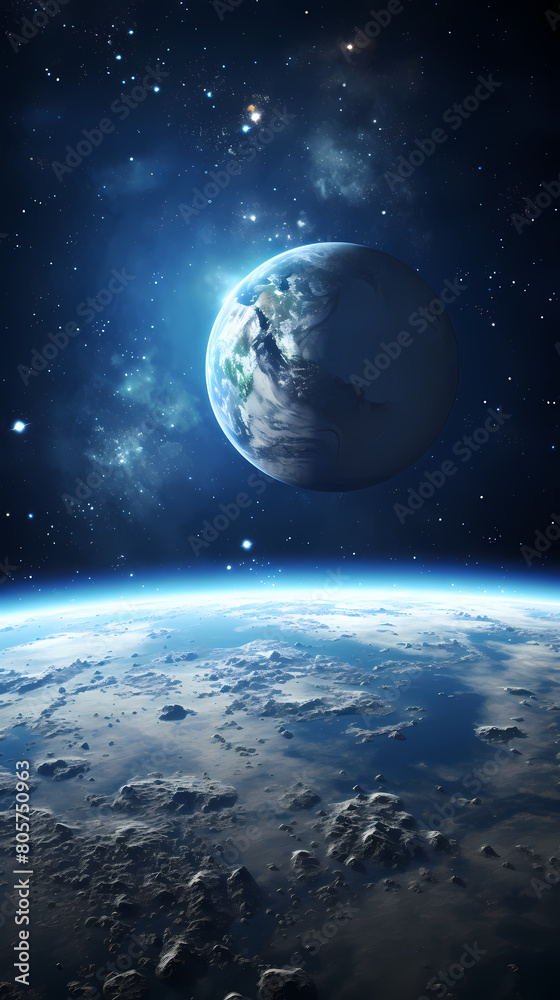 Obraz premium View of Earth from the Moon's Surface