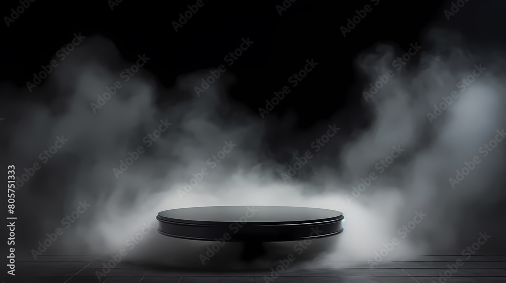 A podium in the center of an empty room, illuminated by a spotlight from above