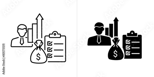 ESOP editable stroke and solid web icon set. Vector illustration