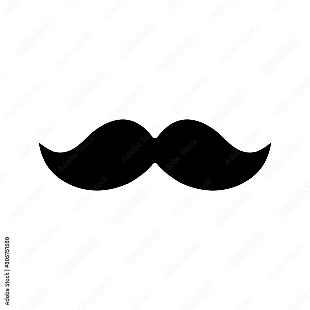 Moustache icon on blank background color editable