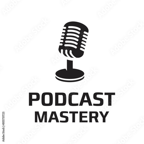 Podcast logo design template, podcast speaking course. suitable for use as a podcast speaking training logo