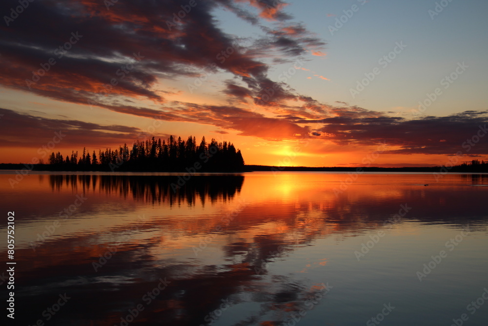 Sunset Glow On Astotin Lake, Elk Island National Park, Alberta