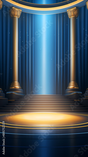 Blue podium, product display